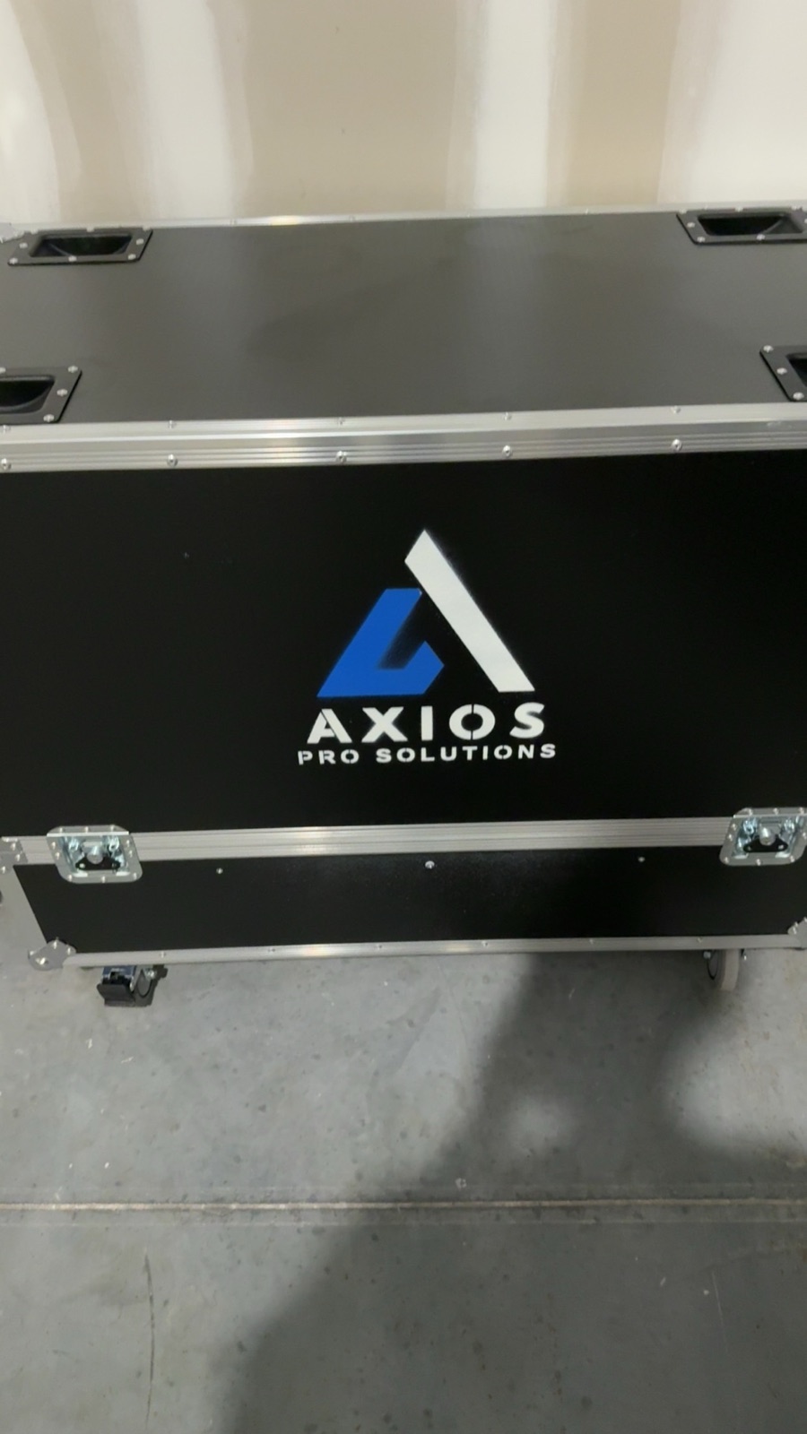 Axios Pro Solutions branded road case at our Orlando warehouse